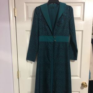 2 pieces turquoise maxi Modest Dress Abaya quftan